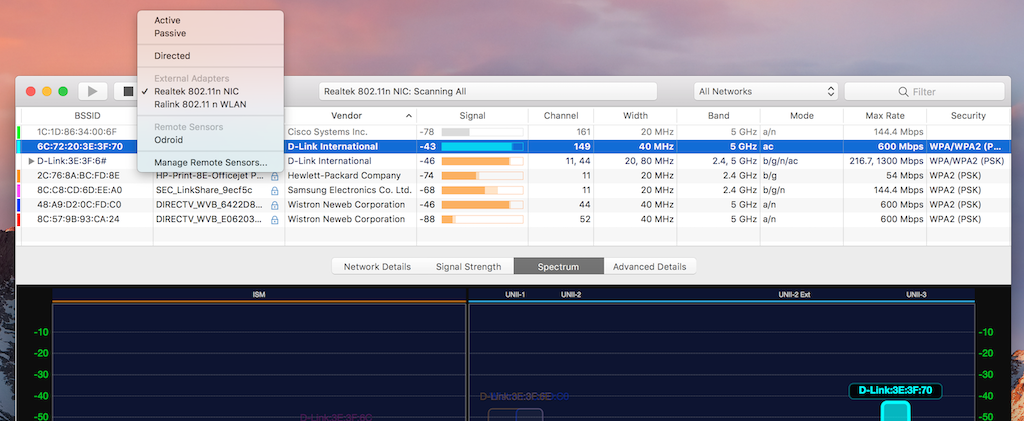 WiFi Explorer Pro Toolbar